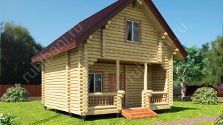 Баня из оцилиндрованного бревна 6×6 м (ББ-47), 27 м²