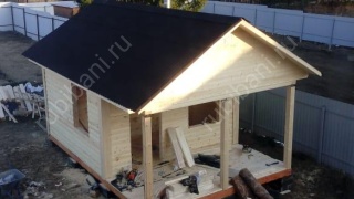 Баня из бруса 6×4 с террасой (Б-5), 24 м²