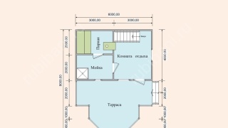 Баня из бруса 6×8 с террасой (Б-67), 68 м²