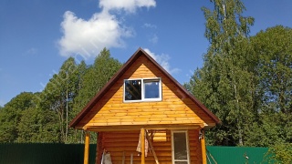 Баня 5×5 с террасой и мансардой, 25 м²
