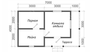Баня из бруса 7×4 (Б-41), 28 м²