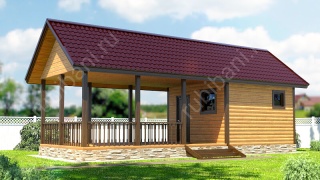 Баня из бруса 4×10 с террасой (Б-38), 40 м²