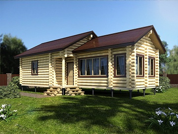 Баня из бревна 5.5×12.2 м (ББ-15), 67.1 м²