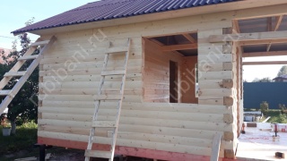 Баня из бруса 6×4 с террасой (Б-5), 24 м²