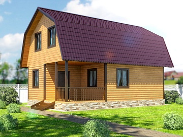 Баня из бруса 6×9 с мансардой (Б-24), 54 м²