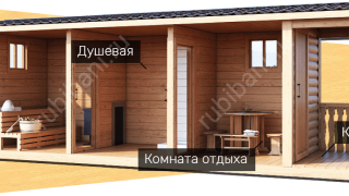 Мобильная баня 2.3×4, 9.2 м²