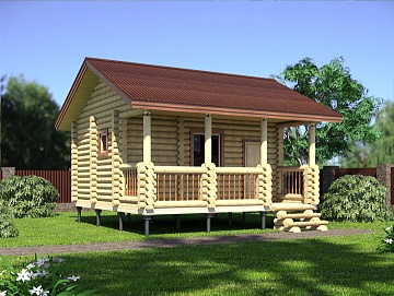 Баня из бревна 5.5×5.5 м (ББ-2), 30.25 м²