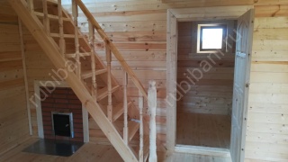 Баня из бруса 6×4 с террасой и балконом (Б-3), 24 м²