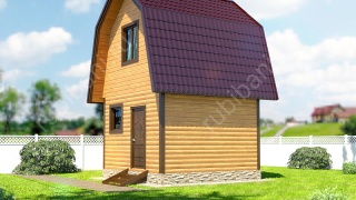 Баня из бруса 4×4 c мансардой (Б-25), 16 м²