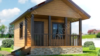 Баня из бруса 6×4 с террасой (Б-5), 24 м²