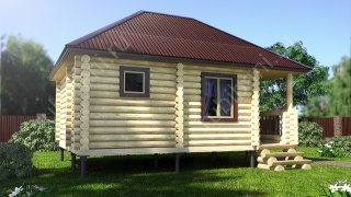 Баня из бревна 4.6×6.5 (ББ-13), 29.9 м²
