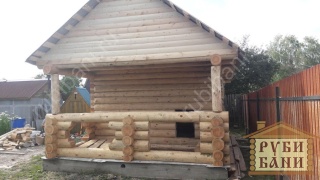Баня 5×4 с рубленой террасой, 30 м²